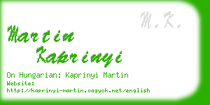 martin kaprinyi business card